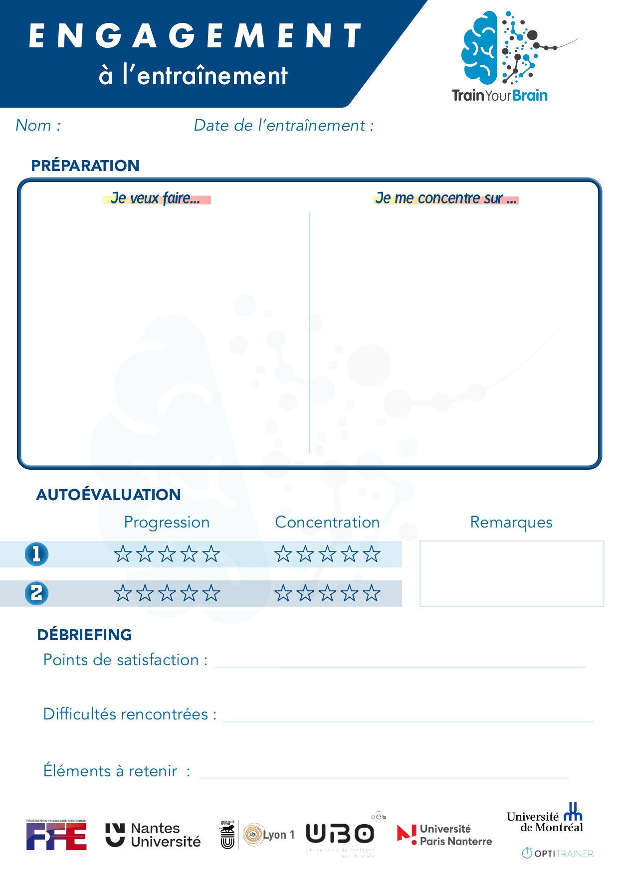 Figure 4 – Fiche engagement à l’entraînement.
